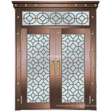 Glass Decorative Double-Leaf Security Steel Metal Copper Door (W-GB-09)
